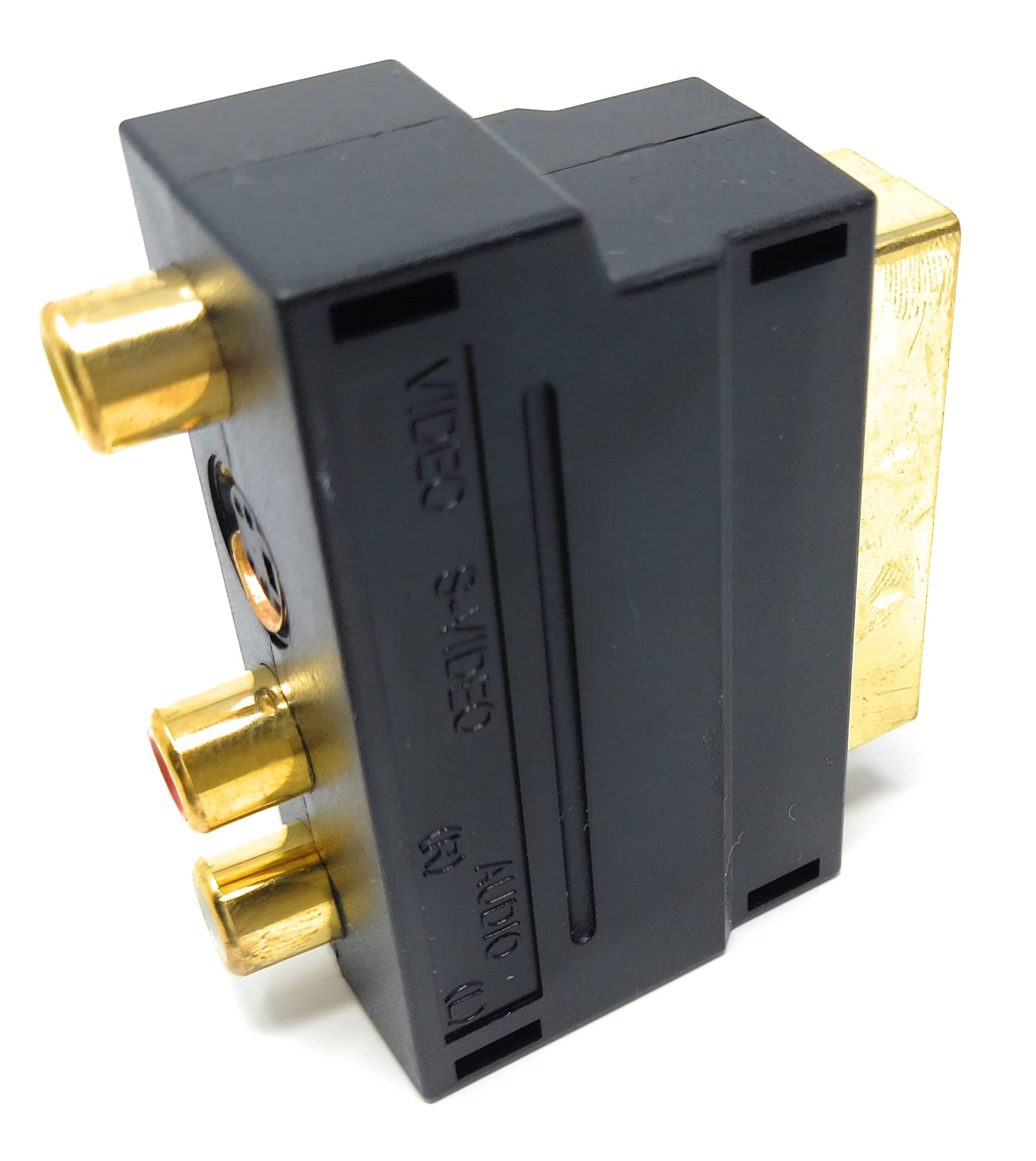 DRUT Scart to 3 RCA Composite Phono & SVHS S Video Adaptor with In Out Switch Converter Cable Lead Adapter