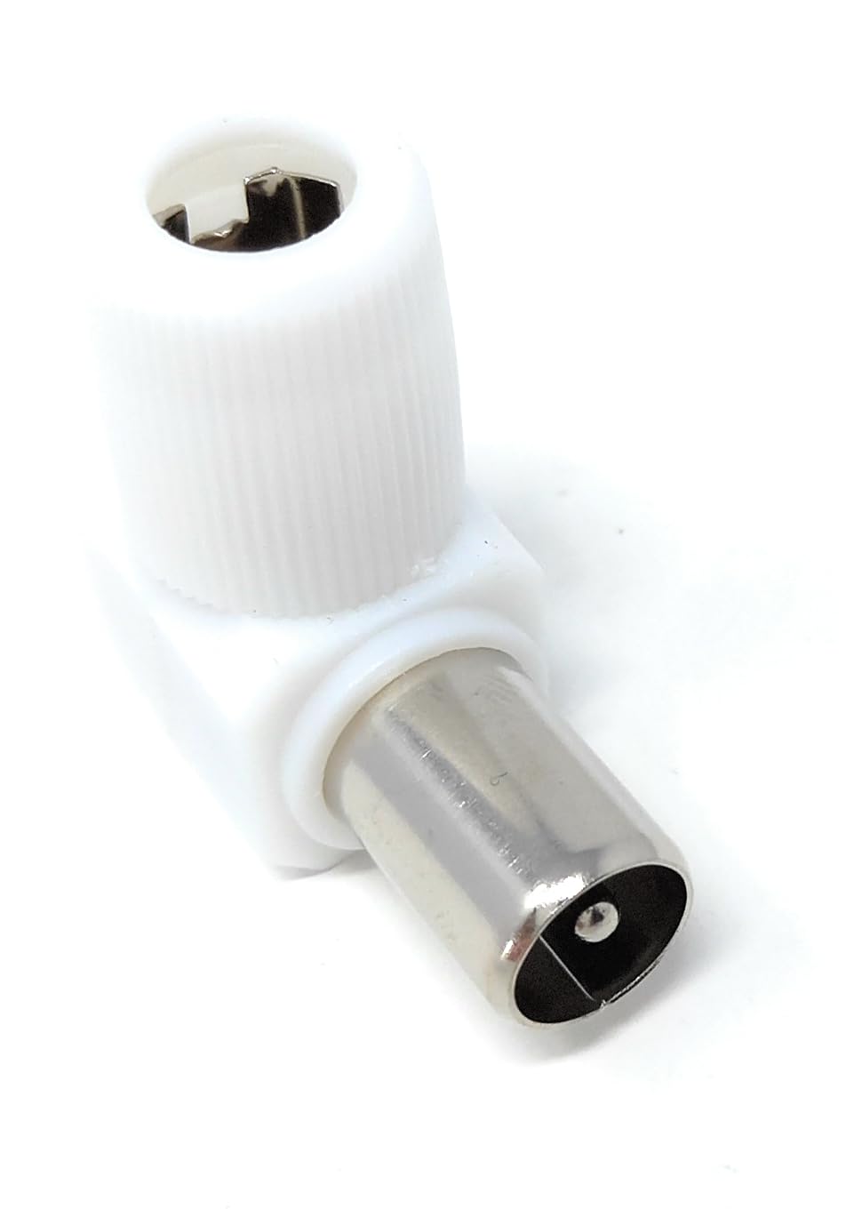 DRUT Right Angle RF TV Coax Plug Adapter for TV Aerial Antenna Cables - Screw Connection, No Soldering Required
