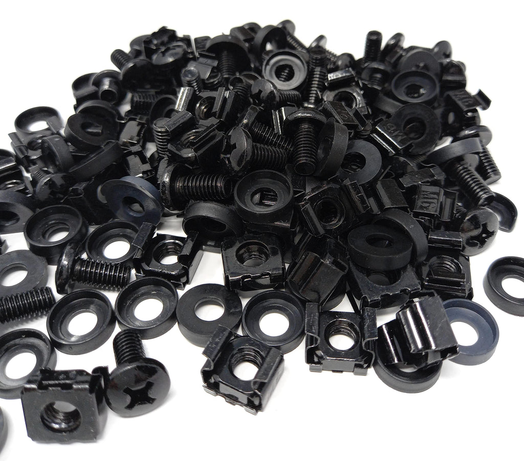 50pcs. M6 Rack Fixing Set, Captive Cage Nuts Bolts Screws & Washers for Data Cabinets, Music Instruments. AMP, Equalisers, CD Player etc.