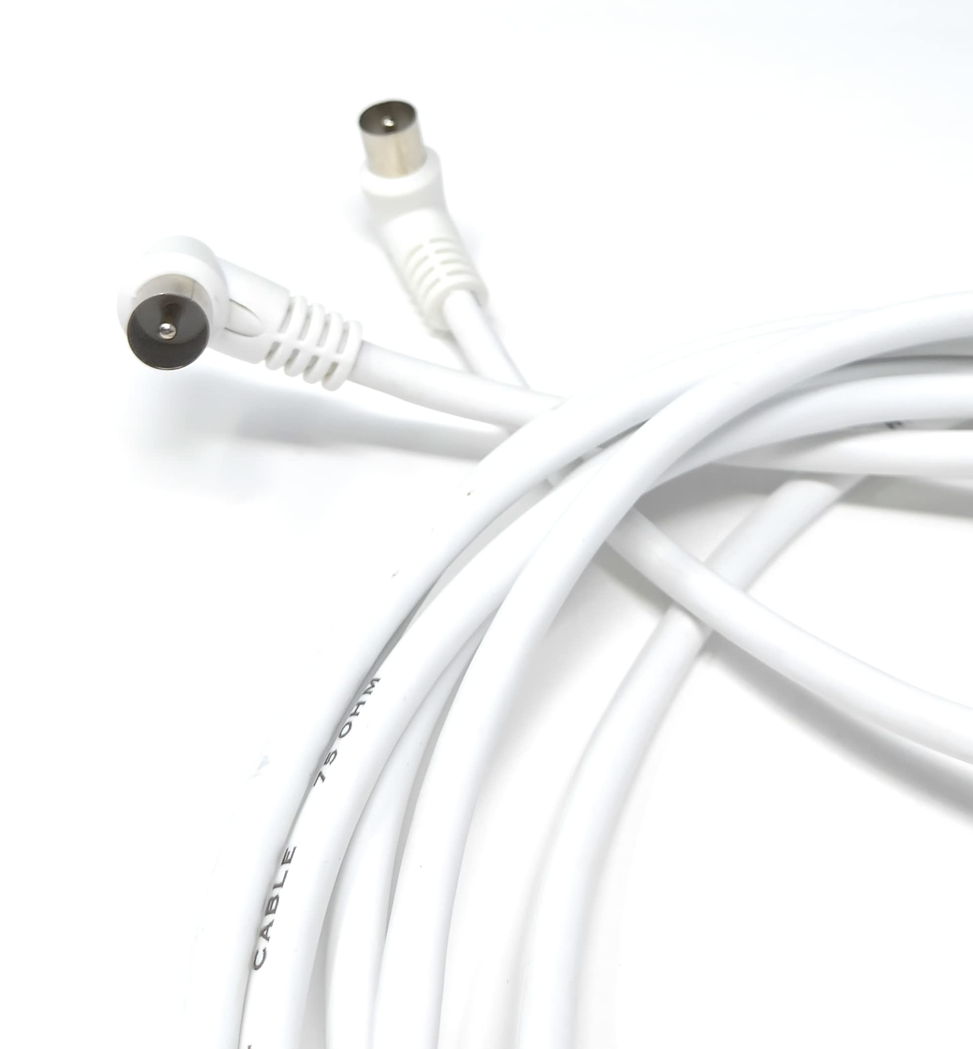 DRUT TV RF Right Angle 90' Male Plug to Male Plug Coaxial TV Freeview Cable Lead 75 Ohm