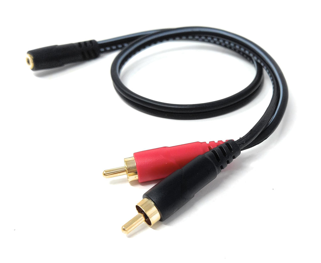 DRUT 3.5mm Stereo Jack Socket to 2x RCA Phono Plug – Audio Y Splitter Adapter Cable for AUX Devices, Speakers, Amplifiers, Headphones, HiFi Systems