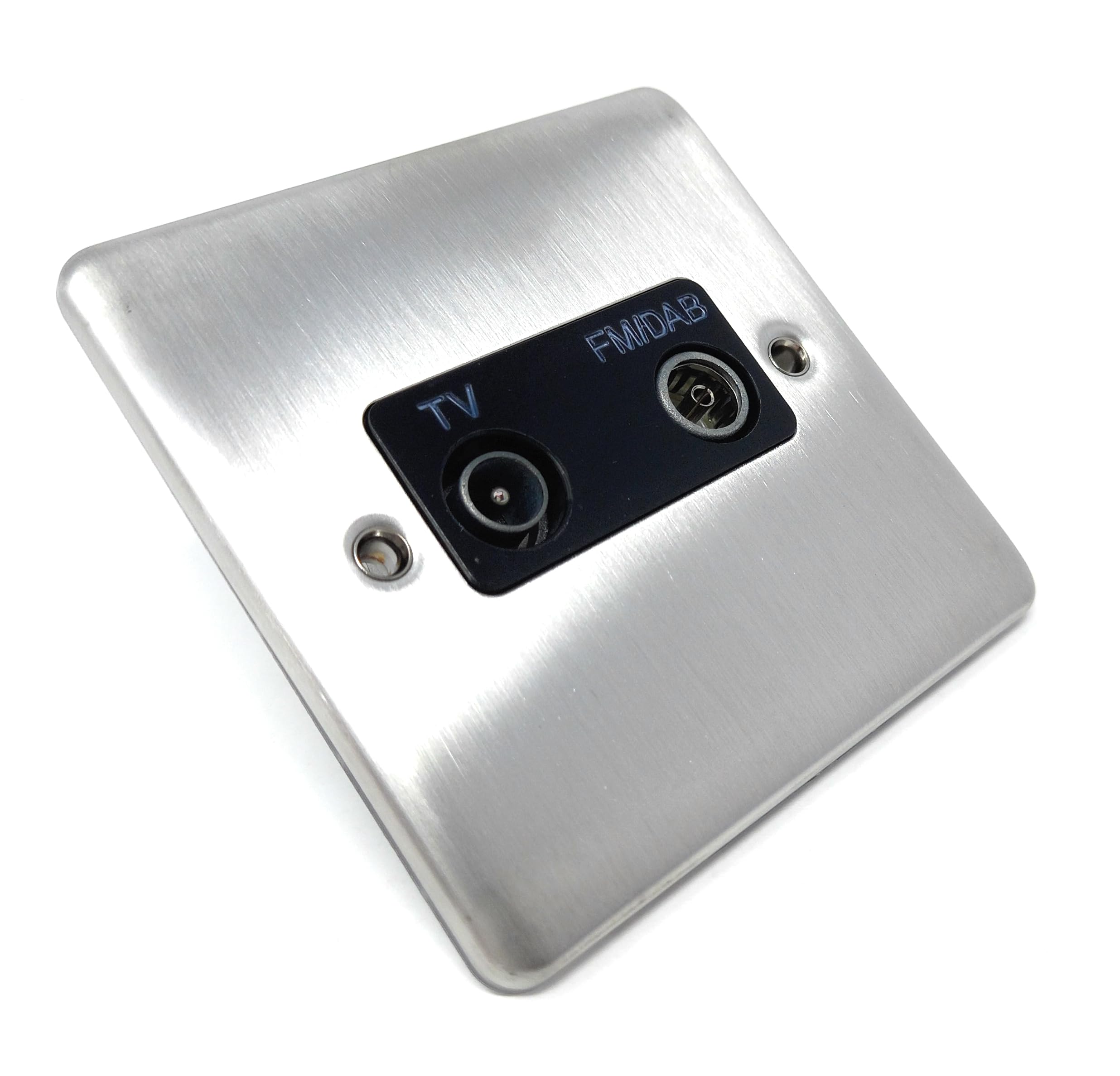 TV Aerial, Freeview RF & DAB/FM Radio Socket Wall Faceplate Stainless Steel 1 Gang