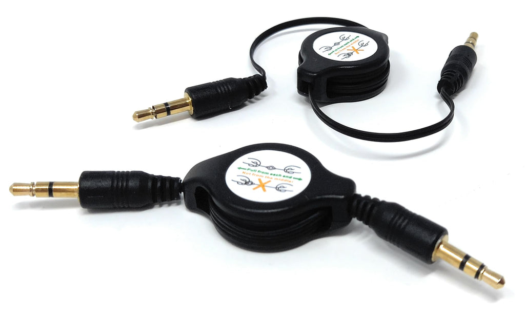 DRUT 3.5mm Retractable Male to Male Jack Stereo AUX Lead Audio Cable 0.8m Long