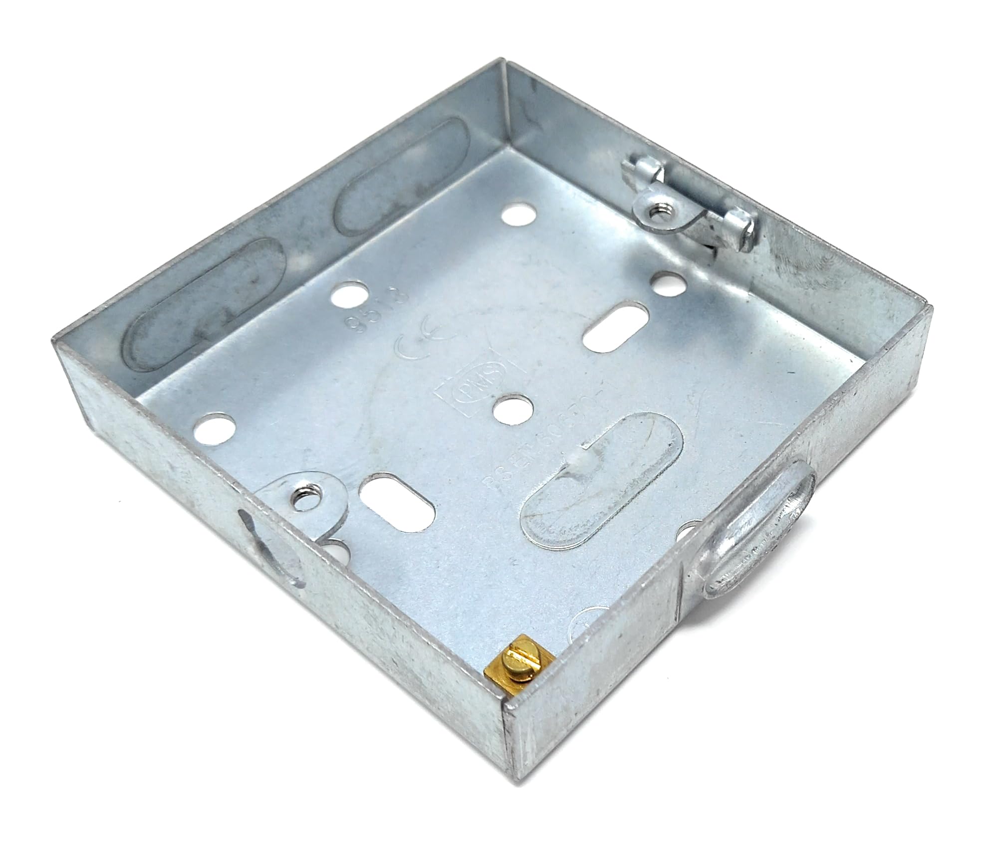 1 Gang 16mm Metal Pattress Box – Surface Mount with Earth Terminals for Electrical Faceplates