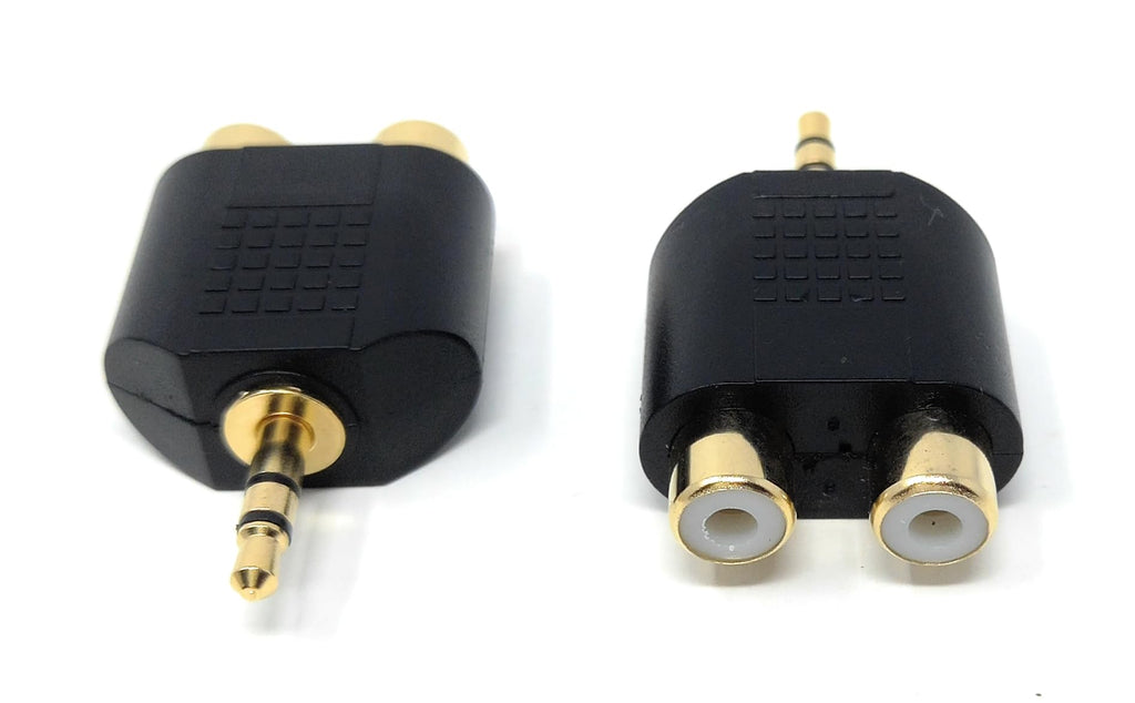 DRUT 3.5mm Stereo Jack Plug to Twin RCA Phono Mono Splitter or Combiner Audio Adapter