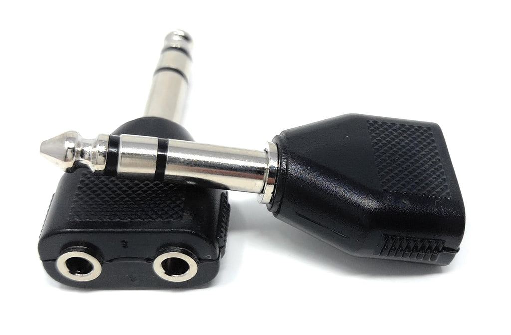 DRUT 2 x 3.5mm Mono Jack Sockets to 1 x 6.35mm Stereo Jack Plug Y Splitter Audio Adapter