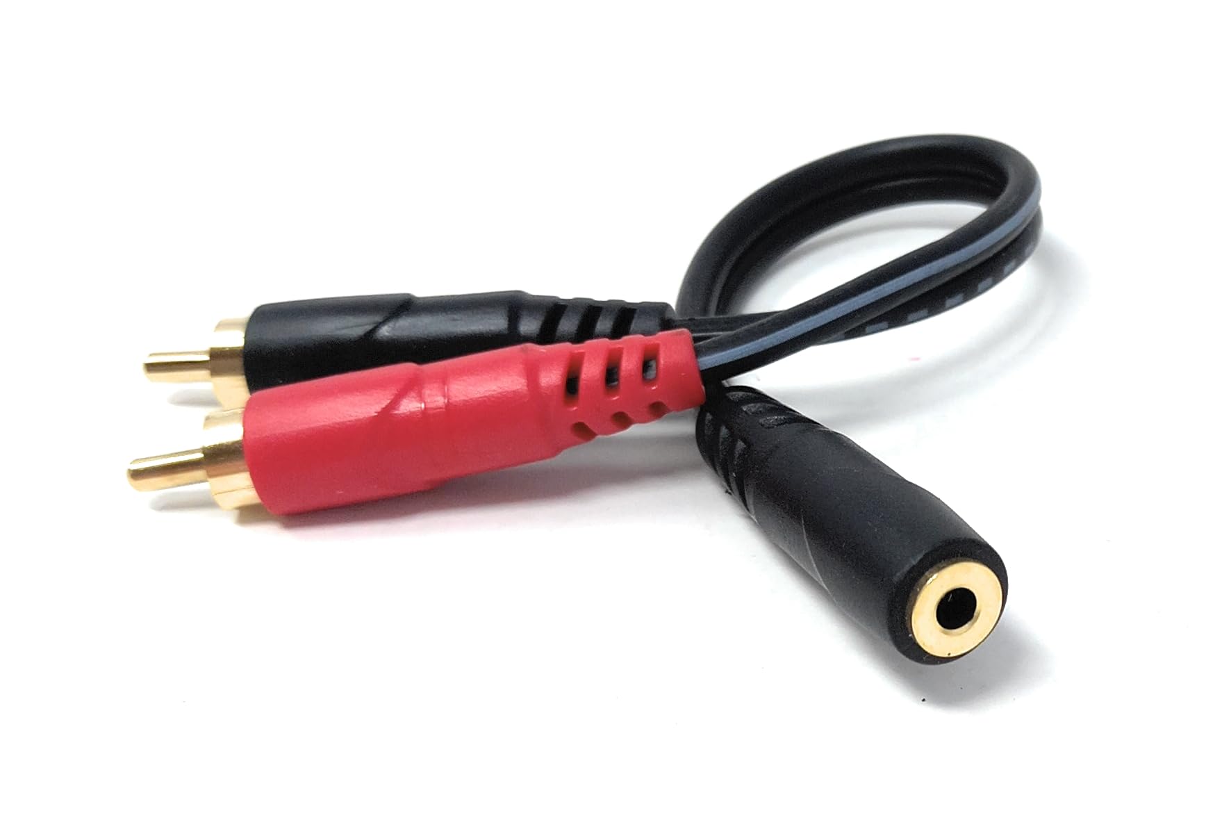 DRUT 3.5mm Stereo Jack Socket to 2x RCA Phono Plug – Audio Y Splitter Adapter Cable for AUX Devices, Speakers, Amplifiers, Headphones, HiFi Systems
