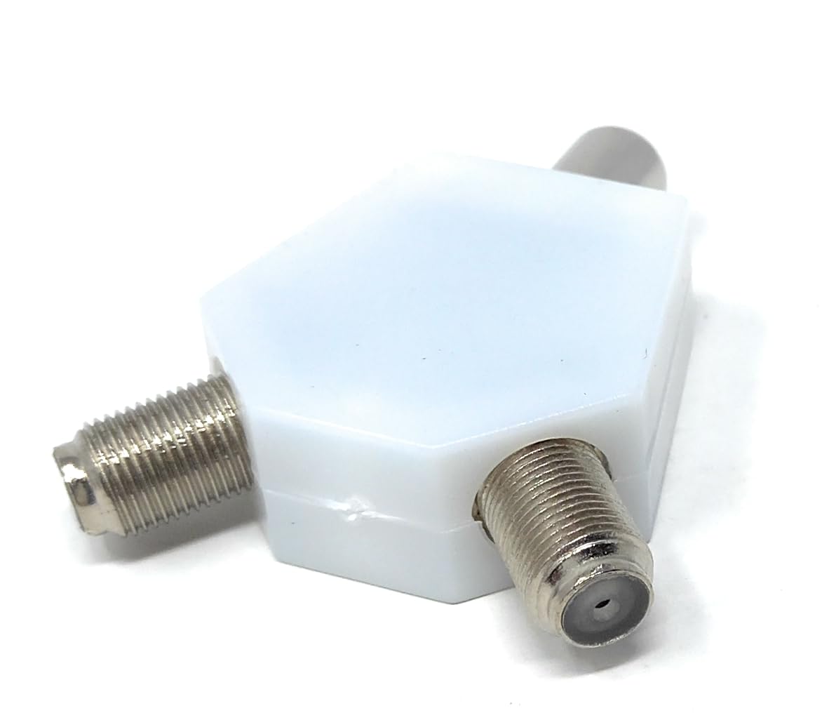 DRUT TV Aerial Male to 2 x F-Type Screw Female Connector Splitter Coax Cable Adapter