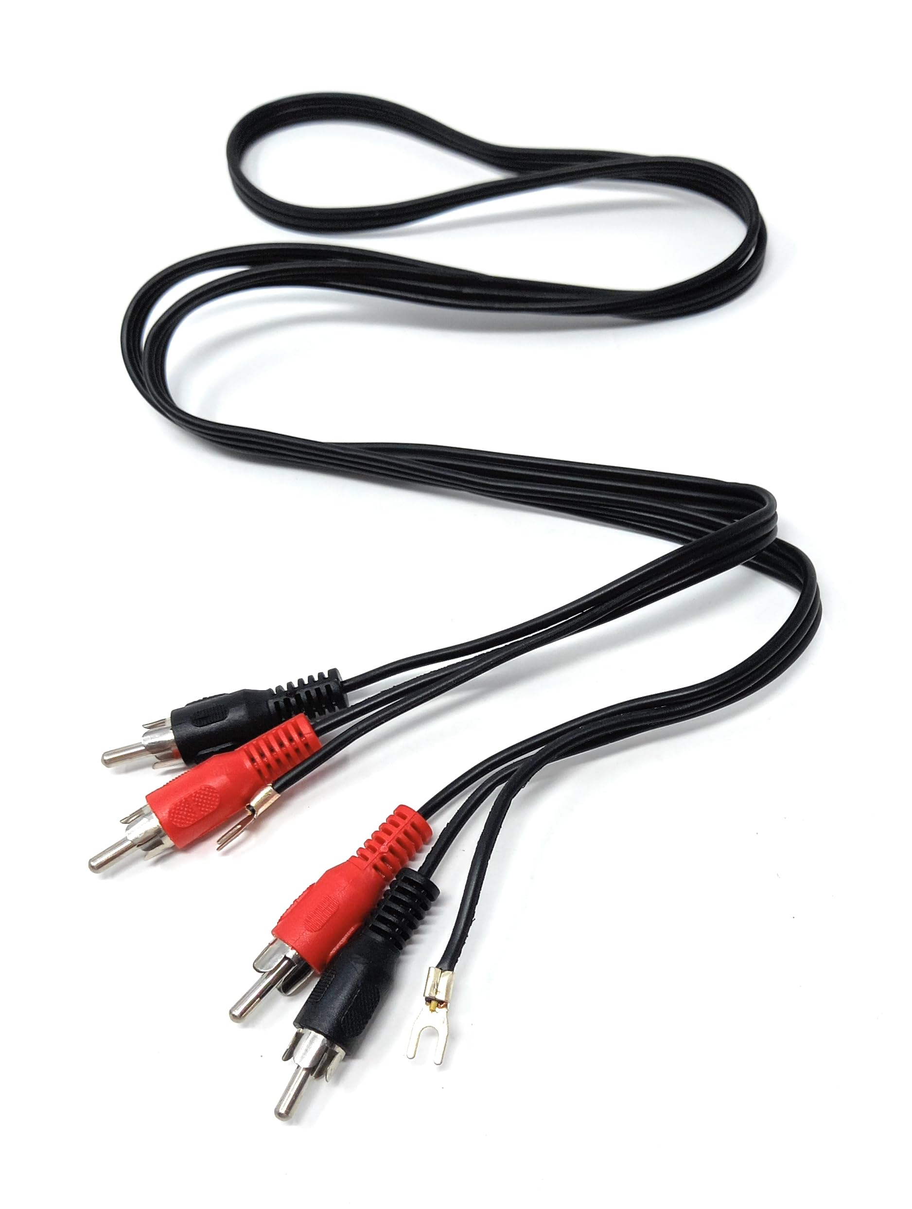 DRUT 1.2m RCA to RCA Twin Phono Audio Cable With Earth Lead for Turntable Mixer