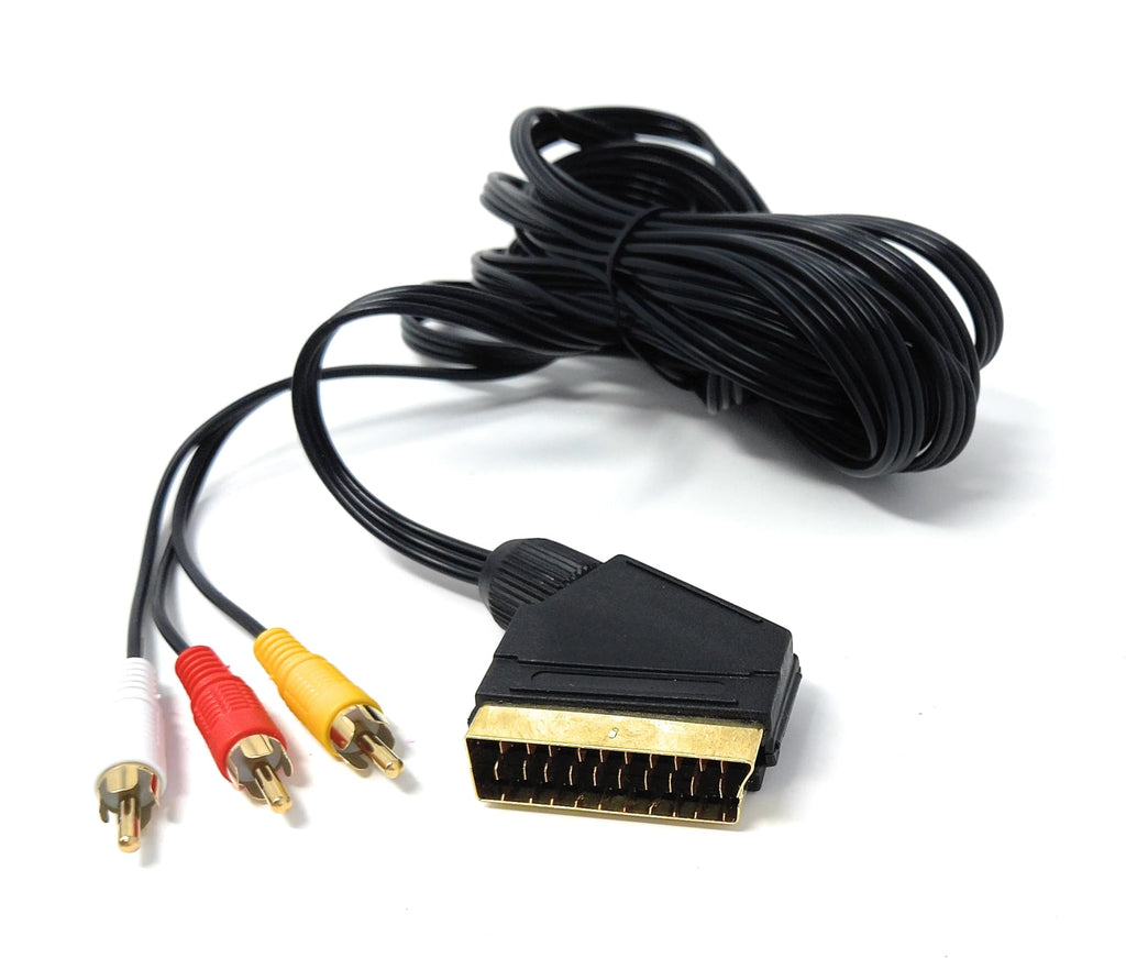 DRUT 5M SCART to 3 Triple RCA Male Cable – Audio Video AV Adapter Composite Connector for TV, DVD, VCR, Game Console – SCART to AV Converter Cable