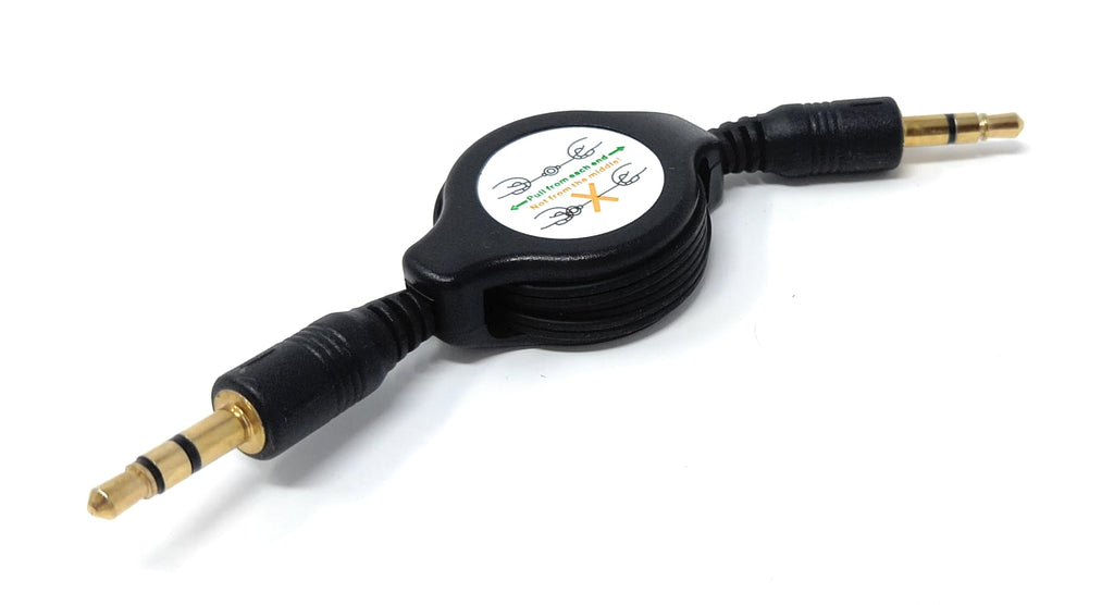 DRUT 3.5mm Retractable Male to Male Jack Stereo AUX Lead Audio Cable 0.8m Long