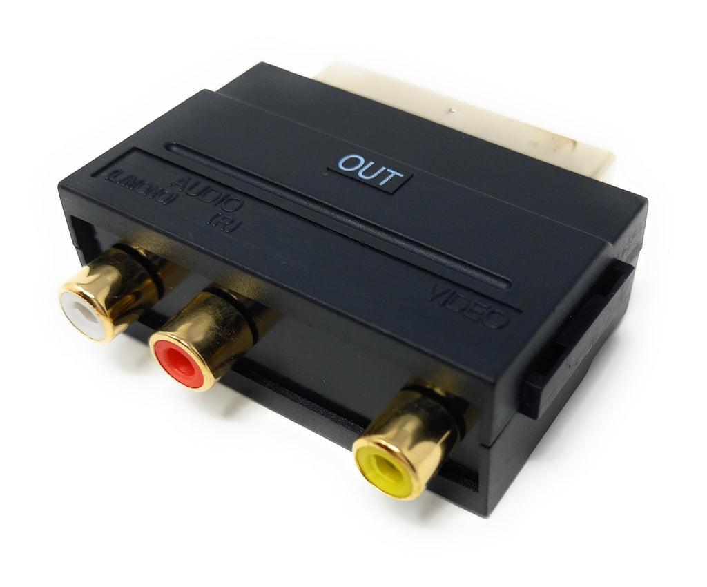 DRUT SCART Plug Male to 3 RCA Female AV Audio Video Adapter Converter for TV DVD VCRs Game Consoles