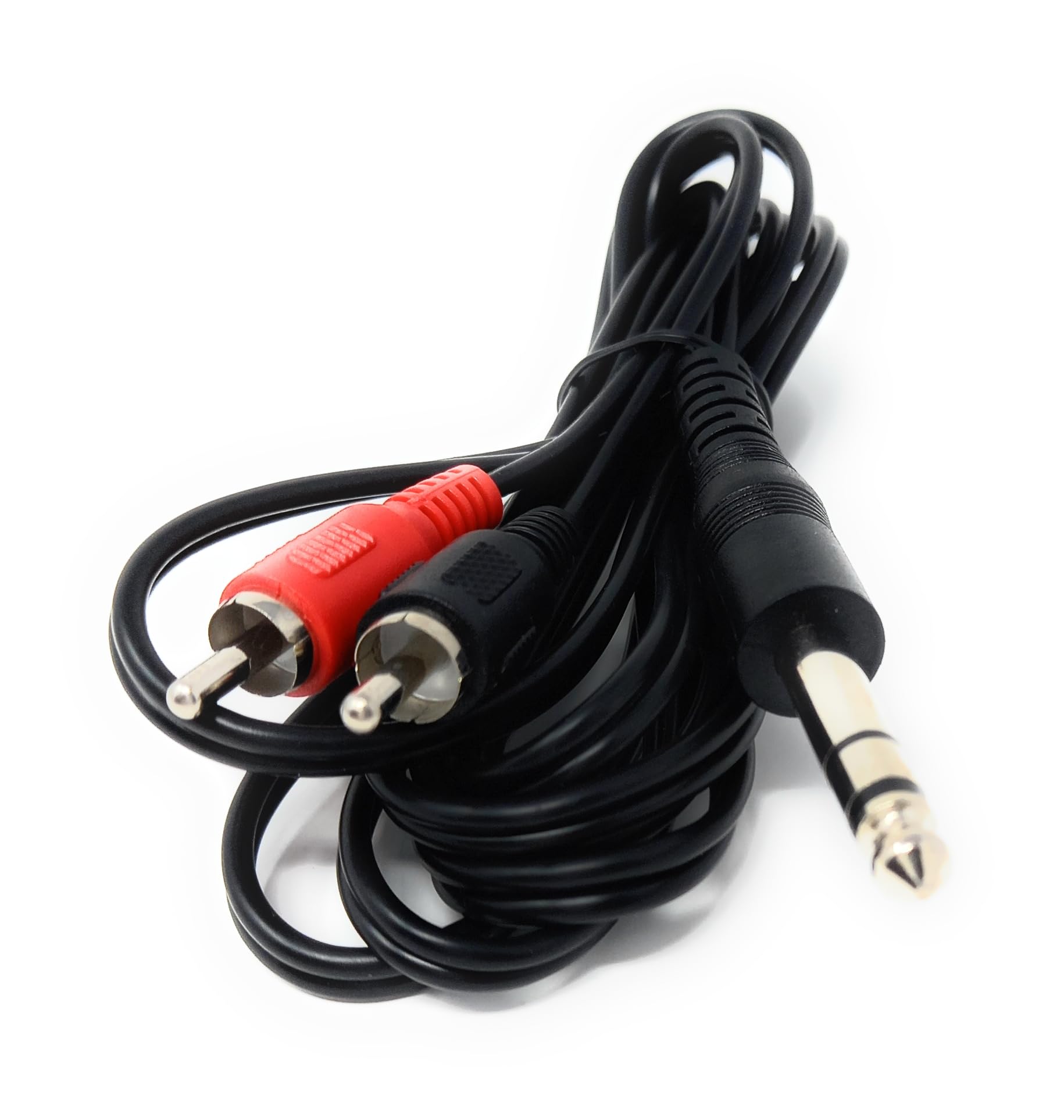 DRUT 6.35mm Stereo Jack to 2 x RCA Phono Plugs Stereo Cable, TRS to RCA Audio, 1/4'' Jack to 2 RCA Male Y Splitter Lead