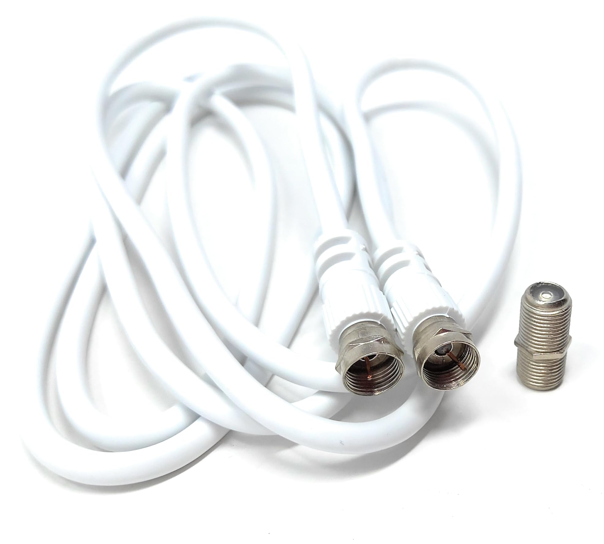 DRUT F-Type Connector TV RG6 Cable With (F-Type Female Coupler) Compatible With STB, Dish TV, Satellite, Antenna Coax Cable Lead
