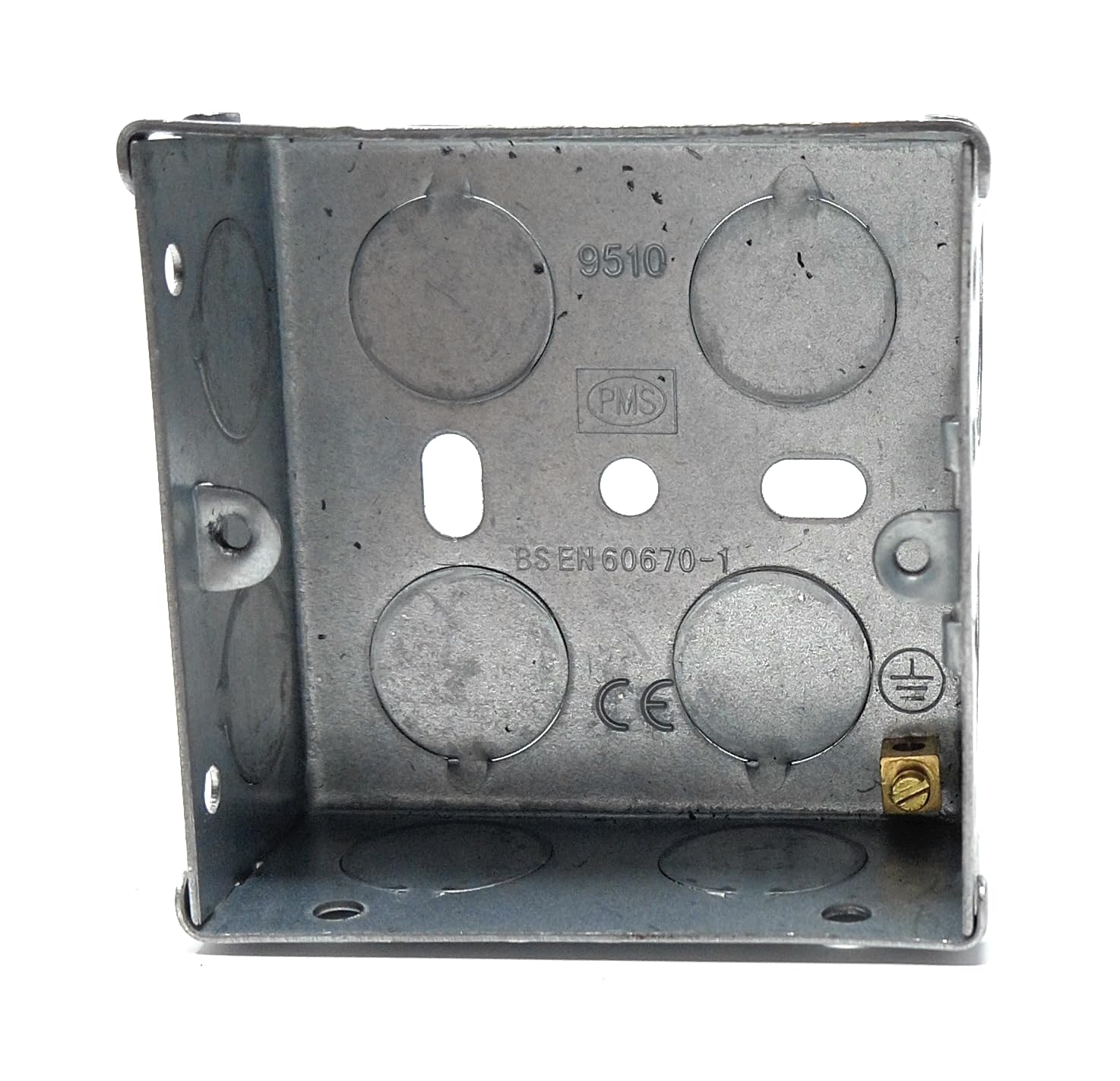 1 Gang Metal Surface Mount Back Box, 37mm Deep Pattress with Earth Terminals for Secure Electrical Installations