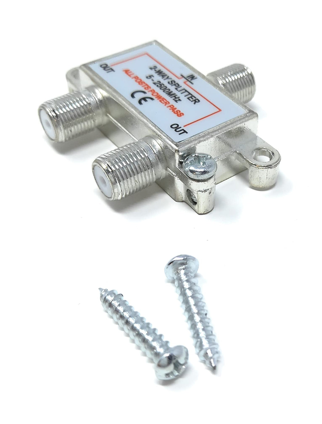 TV Splitter F-Type Screw-on Connectors RF Coaxial Cable Adapter, Passive Wideband Signal, 5-2500Mhz