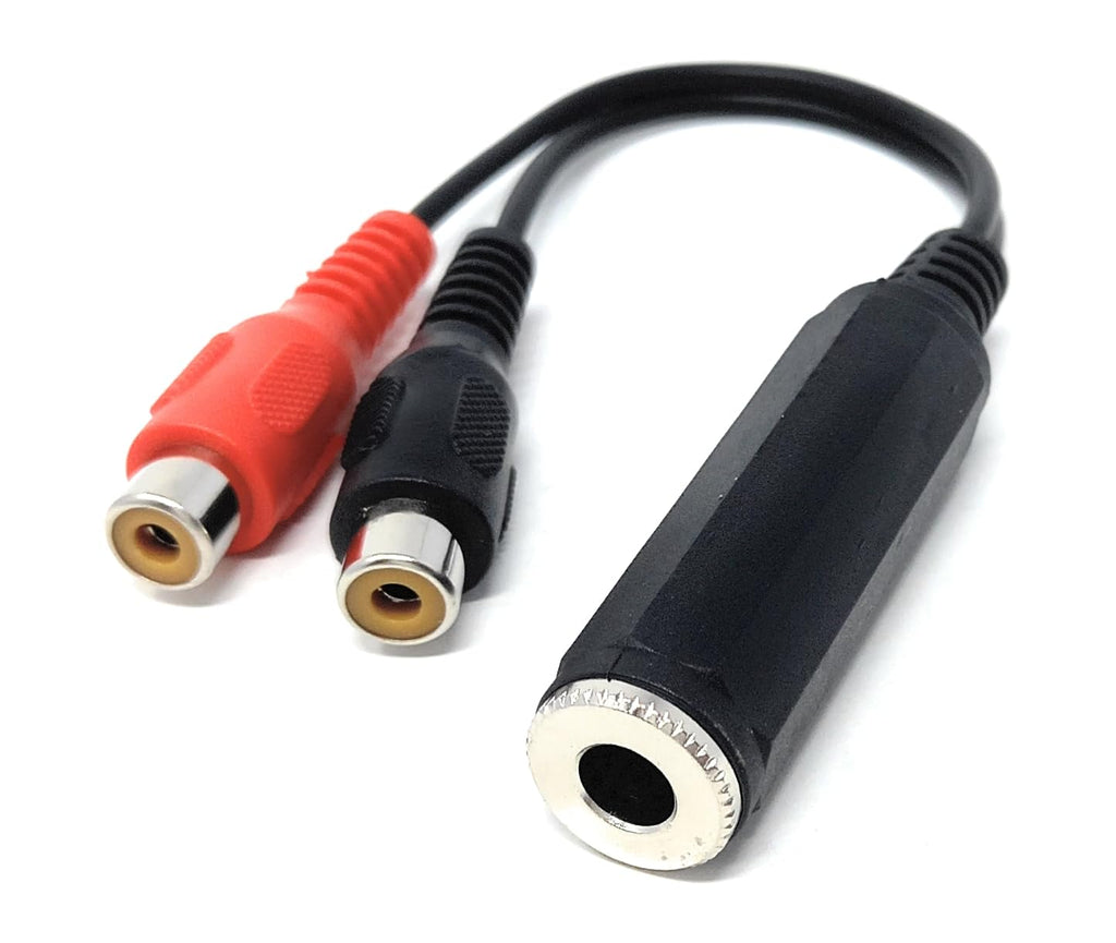 DRUT 6.35mm Mono Socket to Twin RCA Phono Sockets Audio Cable Adapter