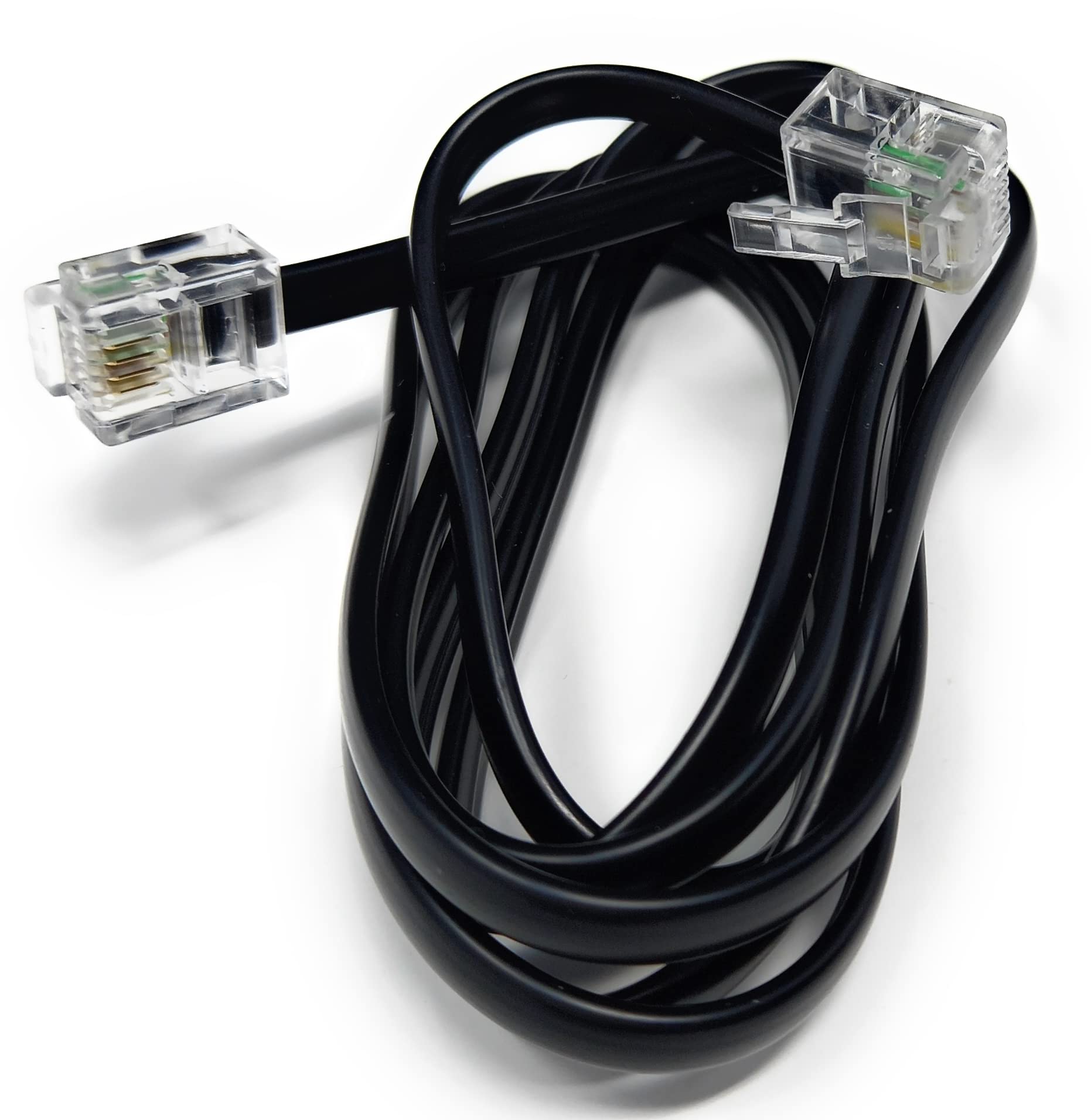 DRUT RJ11 to RJ11 Telephone Landline Cable ADSL (6P4C) Flat Lead High Speed BT Internet Broadband Male to Male Router, Modem, Phone Extension Wire