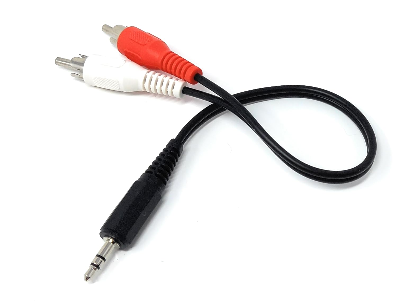 DRUT 3.5mm Stereo AUX Jack to 2 x RCA Phono Stereo Audio Cable Lead, Nickel Connectors