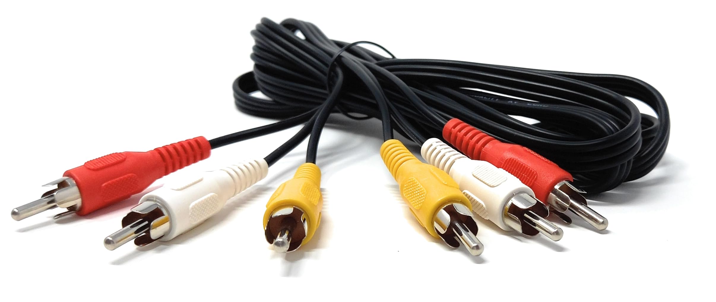 DRUT Triple 3 x RCA to RCA Phono Plugs to Plugs Composite, Audio Video Male to Male Cable Lead Nickel Contacts