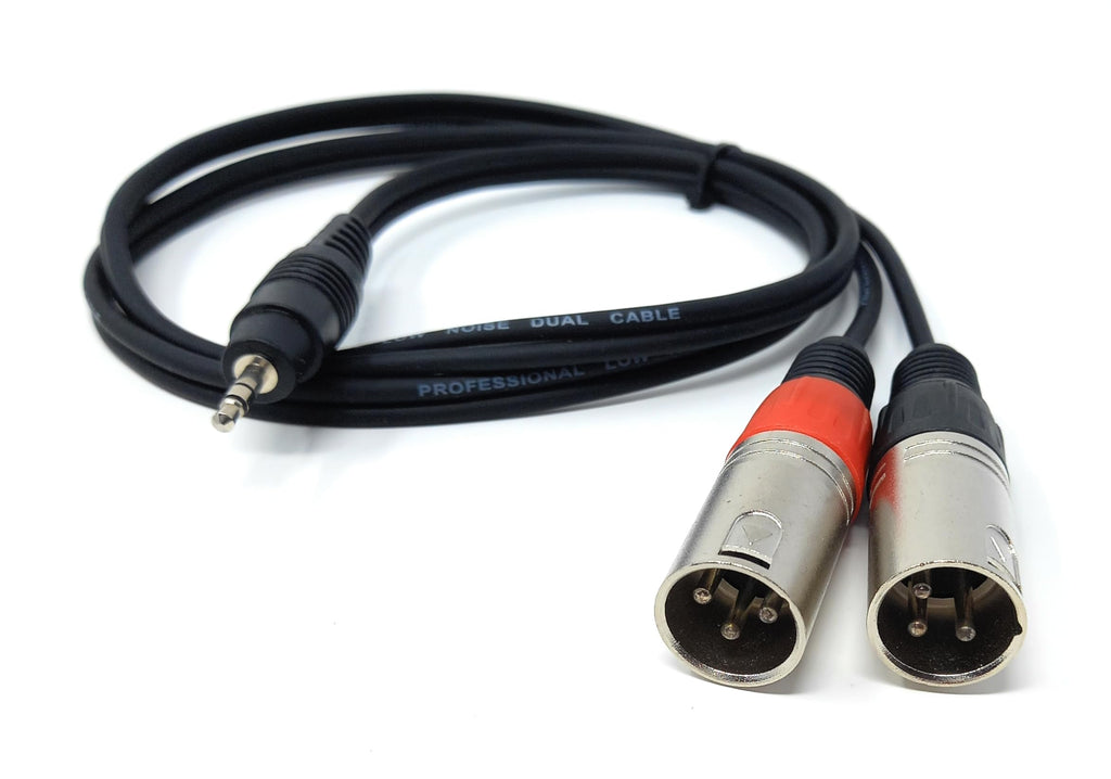 DRUT 3.5mm Stereo Jack to 2 x XLR Male Plugs For PC, Phone, MP3 to Mixer Cable Lead