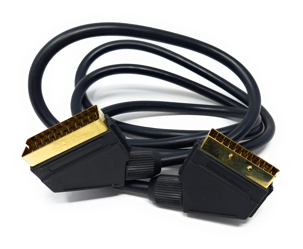 DRUT Scart to Scart Cable Lead, 21 Pin Male to Male (Plug to Plug) RGB Cord for TV, VCR, DVD Player Gold Plated