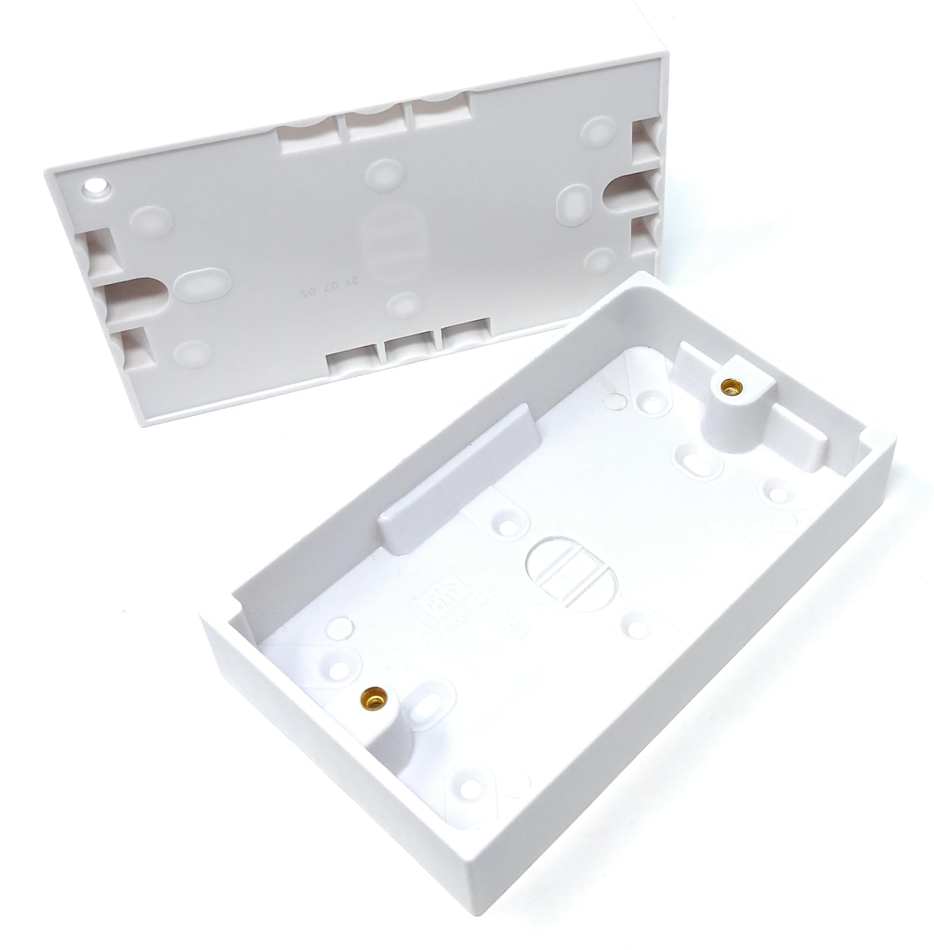 2 Gang Surface Mount Back Box Pattress Box, 145mm x 86mm x 25mm, White