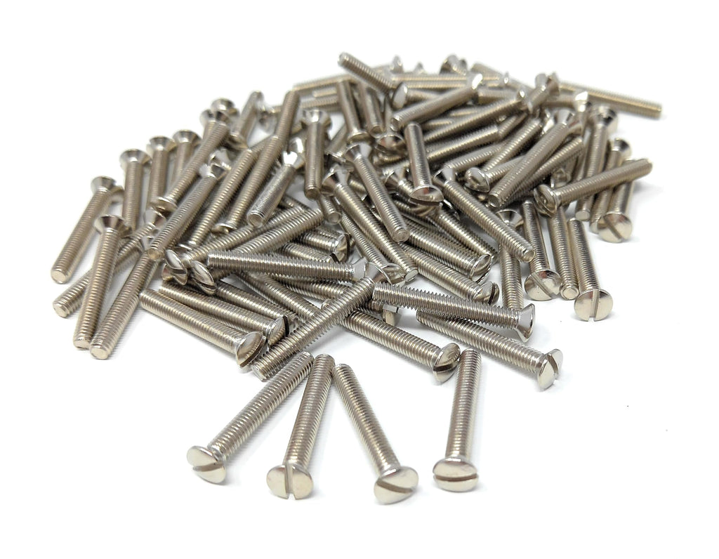 M3.5 Slotted Raised Countersunk Electrical Socket, Faceplate, Surface, Light Switch Screws, Nickel Plated