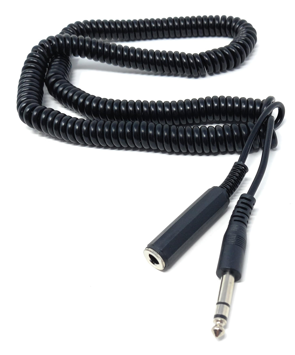 DRUT 5m 6.35MM Coiled Stereo TRS Jack Extension (Male to Female) Screened Audio Cable Cord for Headphones, Music Instruments 16.5ft