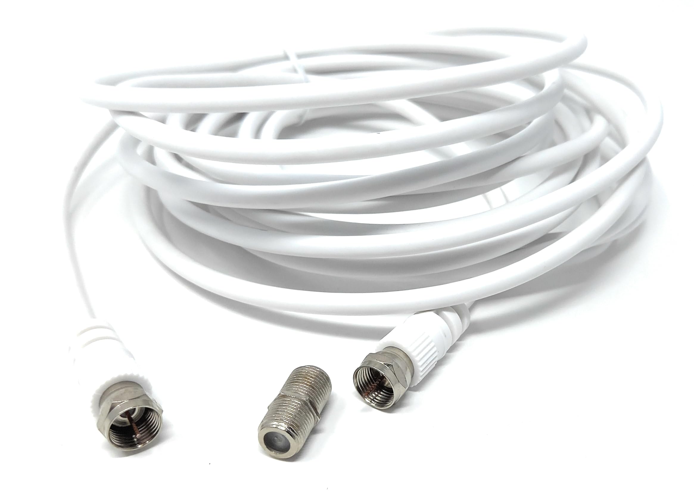 DRUT F-Type Connector TV RG6 Cable With (F-Type Female Coupler) Compatible With STB, Dish TV, Satellite, Antenna Coax Cable Lead