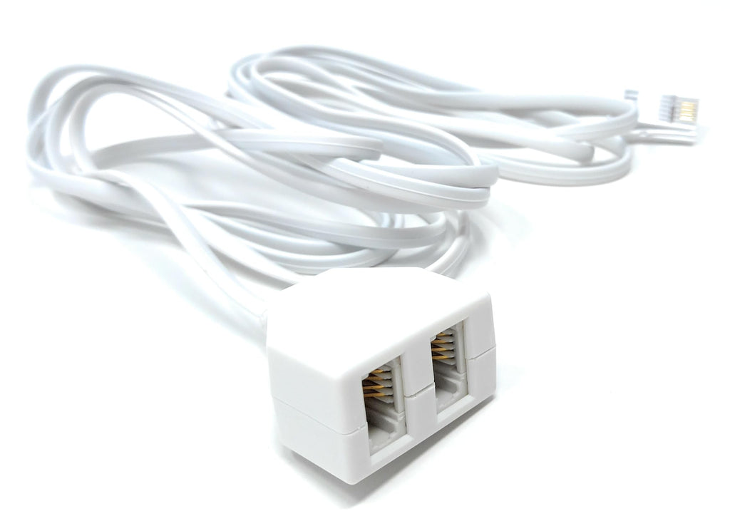 Twin BT Extension Lead, One Jack to Two Sockets, Double Telephone Splitter Cable