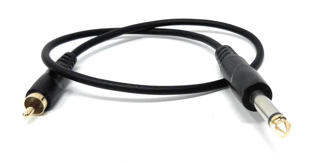 DRUT 6.35mm (1/4") Mono Jack Plug to RCA Phono Audio Cable – Signal Patch Lead for Mixers, Controllers, DJ & Audio Equipment