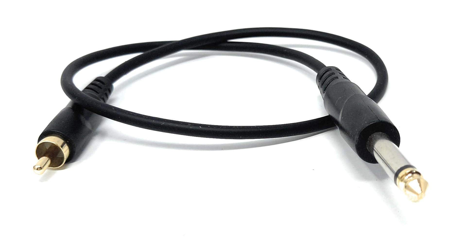 DRUT 6.35mm (1/4") Mono Jack Plug to RCA Phono Audio Cable – Signal Patch Lead for Mixers, Controllers, DJ & Audio Equipment