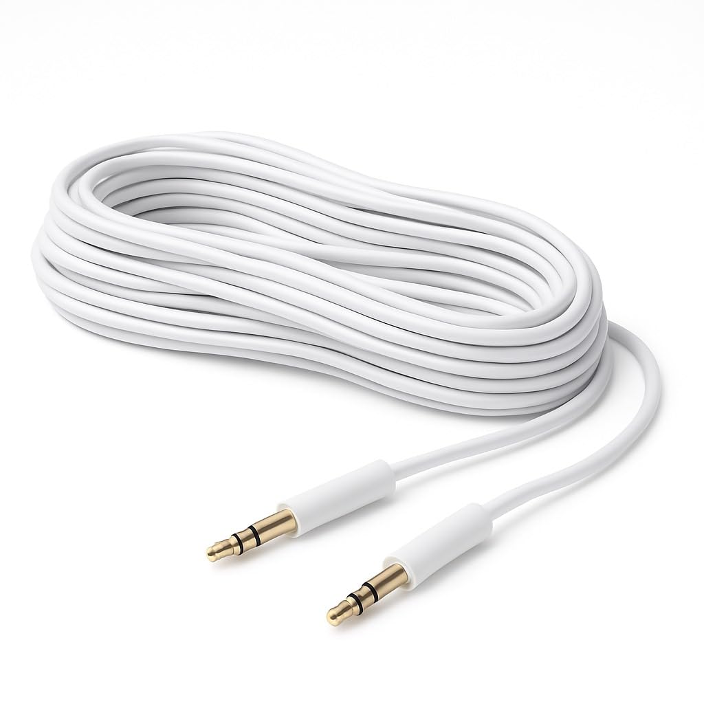 DRUT 3.5mm Stereo Audio Jack Plug to Plug, Male to Male AUX, Slim Flexible Lead Cable
