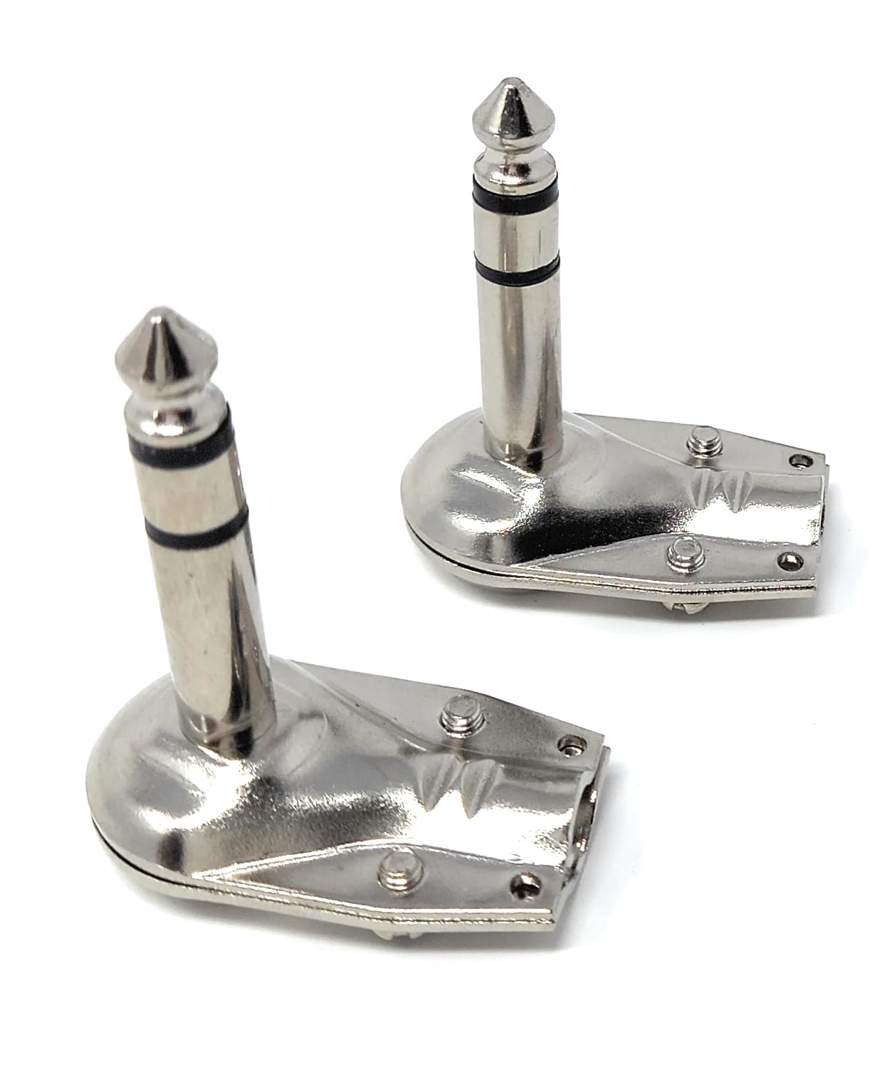 6.35mm Stereo 1/4 90 Degree Right Angle TRS Solder Plug, Flat Pancake Style, DIY Audio Connector