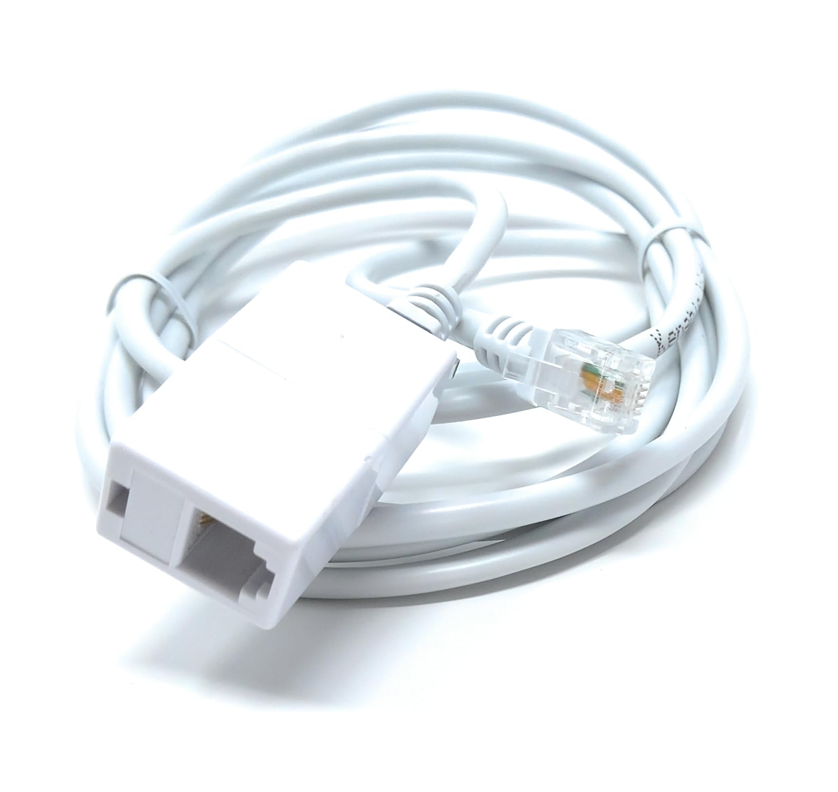 DRUT RJ11 to RJ11 ADSL 2+ Male to Male Cable with Female Coupler, BT Telephone, Broadband, Modem Extension Lead, Gold Plated Connectors