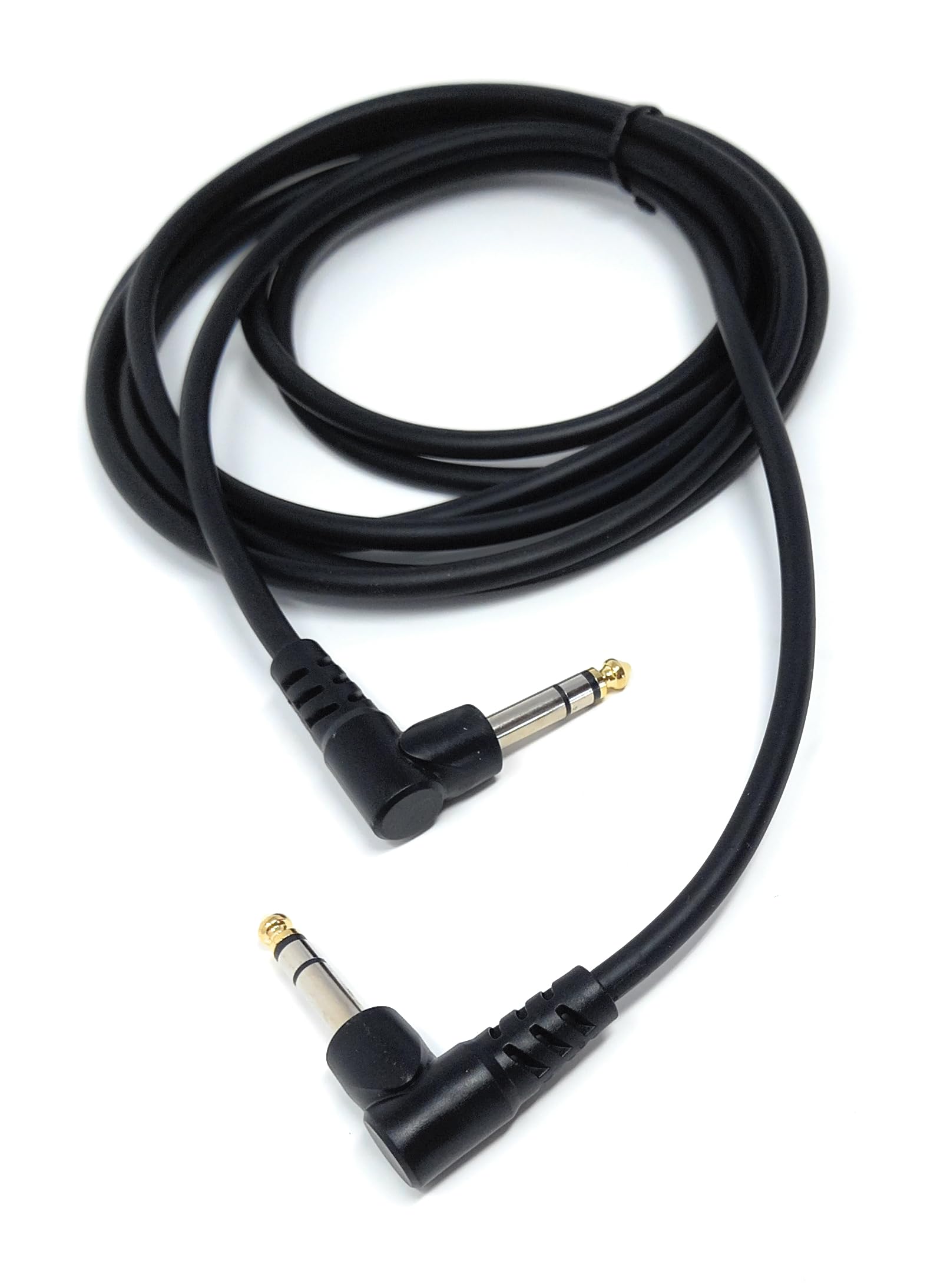 6.35mm 1/4" TRS Stereo Jack to Jack Plug, Dual Right Angle Patch Cable Lead for Headphones Amplifiers, Music Instruments, Live Events, DJ