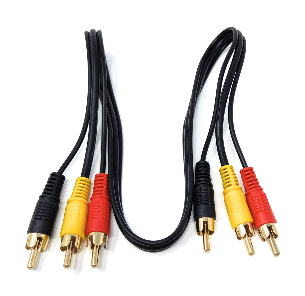 DRUT 3 RCA to 3 RCA Phono Male Plug Triple Jack Cable AV Audio Video Composite Lead