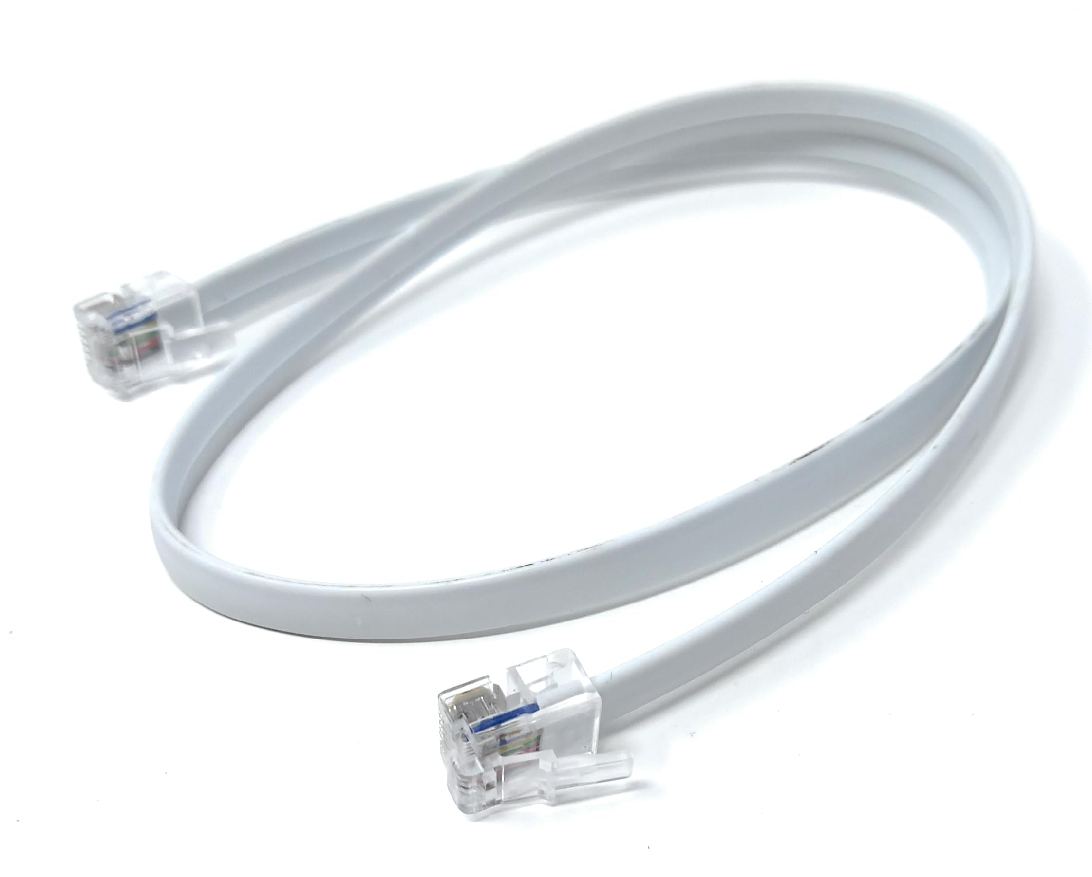 DRUT FLAT RJ12 to RJ12 6P6C Cable Lead Plug to Plug (RJ11 with 6 pin Wire)