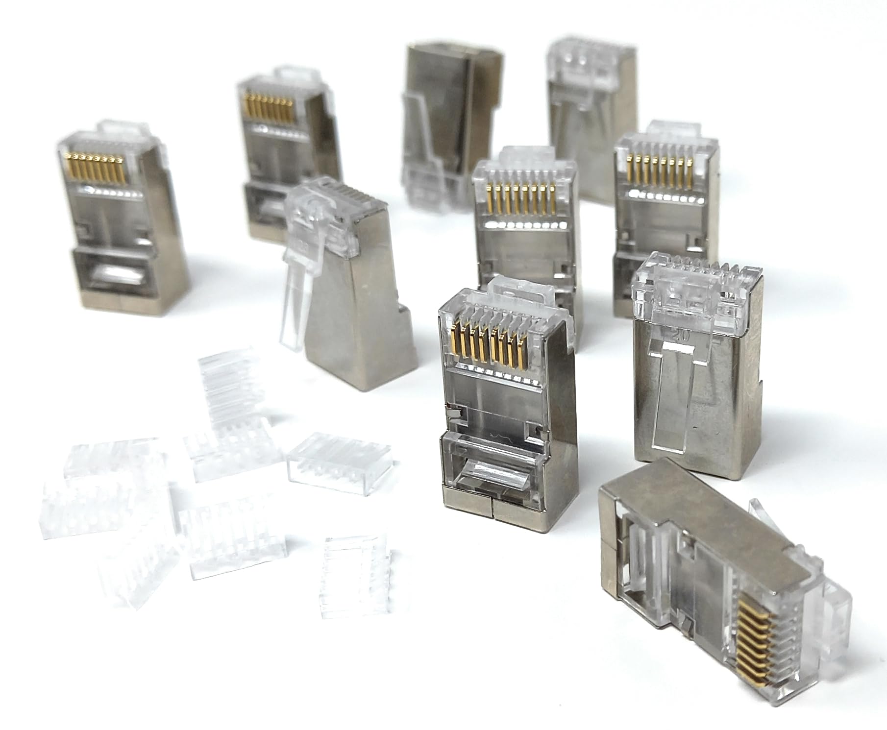 DRUT 10pcs Cat6 RJ45 LAN Crimps Ends Shielded STP Connectors (10 of Pack)