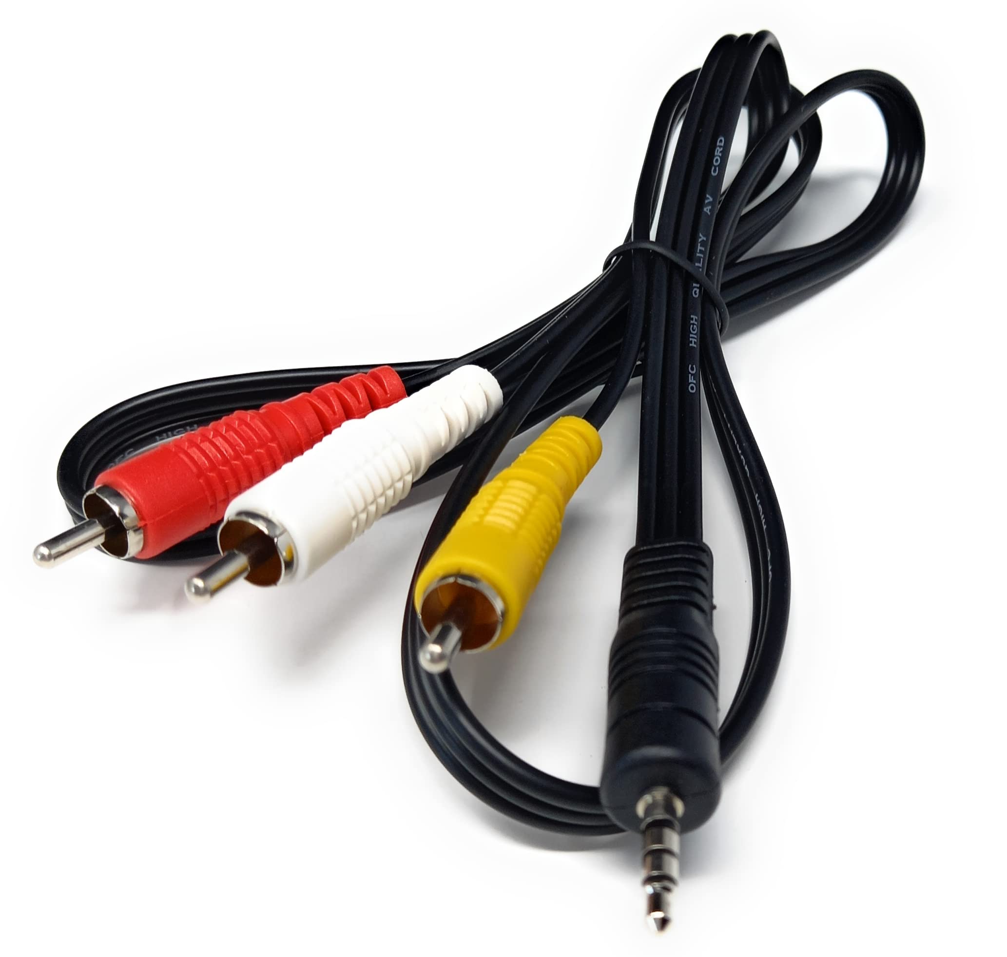 DRUT 3.5mm 4 Pole Jack Plug to 3 x RCA Phono Composite Audio Video AV AUX Lead Cable