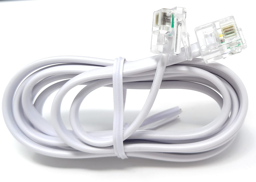 DRUT RJ11 to RJ11 Telephone Landline Cable ADSL (6P4C) Flat Lead High Speed BT Internet Broadband Male to Male Router, Modem, Phone Extension Wire