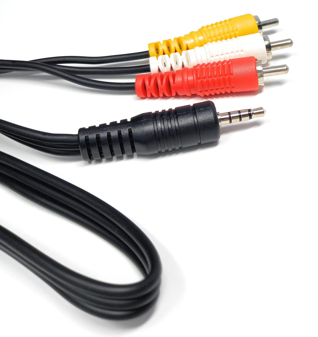 DRUT 3.5mm 4 Pole Jack Plug to 3 x RCA Phono Composite Audio Video AV AUX Lead Cable