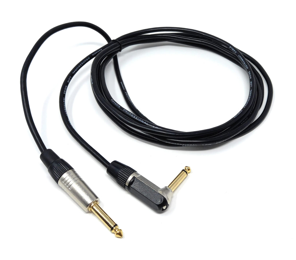 DRUT 6.35mm 1/4'' Right Angle MONO Male to Male Jack Cable Compatible with Guitar/Amp/Speaker Low Noise Lead Gold Connectors