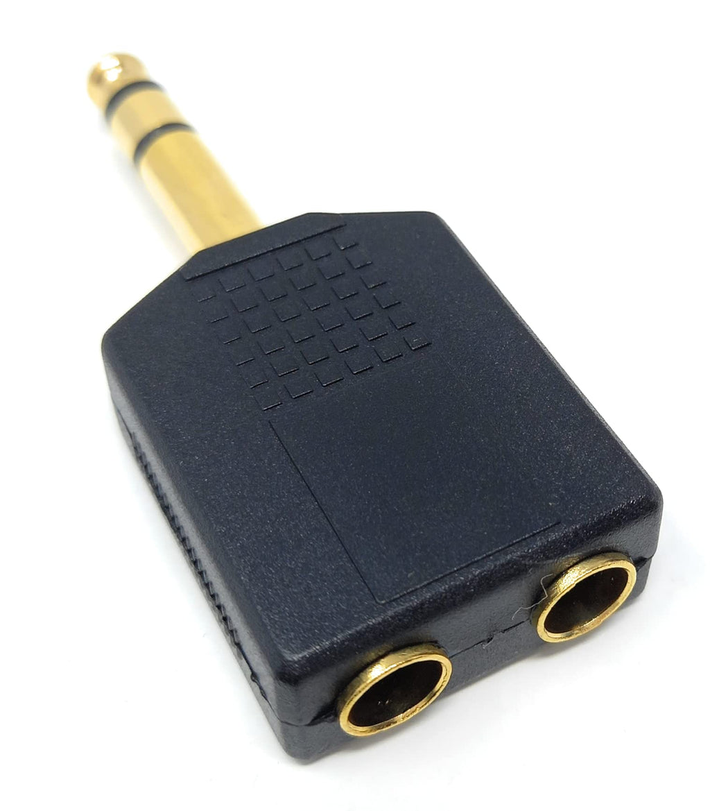 DRUT 1pcs 6.35mm 1/4 inch Stereo Jack Splitter Cable Adapter Lead 1 x Plug to 2 x Sockets, Male to Female