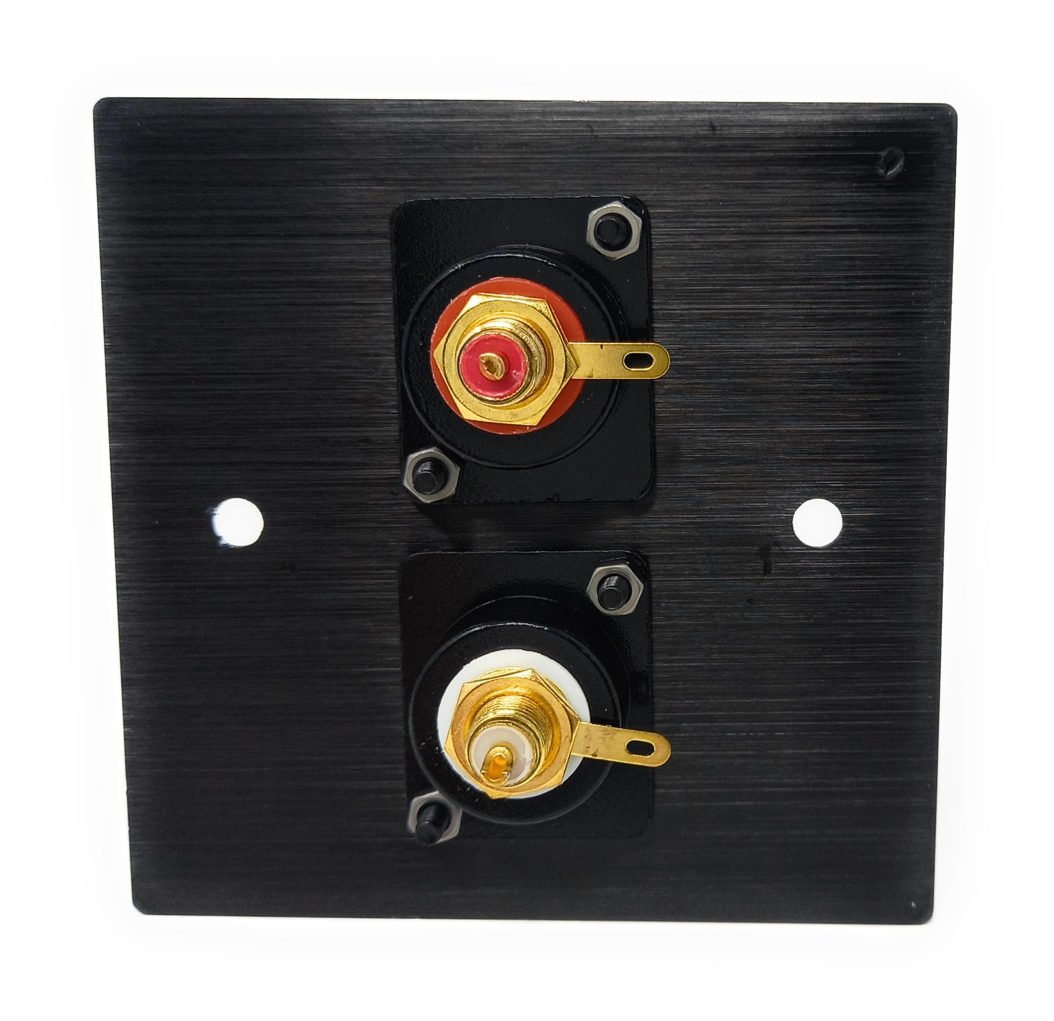 Brushed Aluminium Dual RCA Phono Socket Female AV Audio Video D-Series Outlet Wall Faceplate – Durable Metal Plate with Screws Included