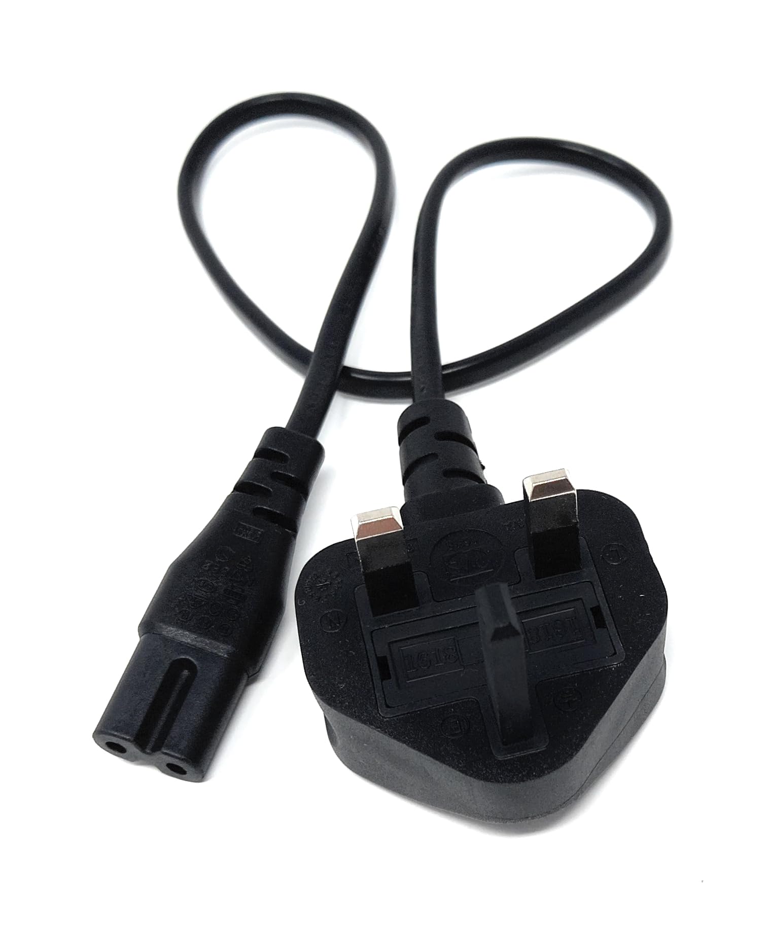 UK Power Cable 3A Fused Plug to C7 Figure-8 Lead – Compatible with PS5, PS4, Xbox, Laptops, Smart TVs, DVD Players, and Chargers