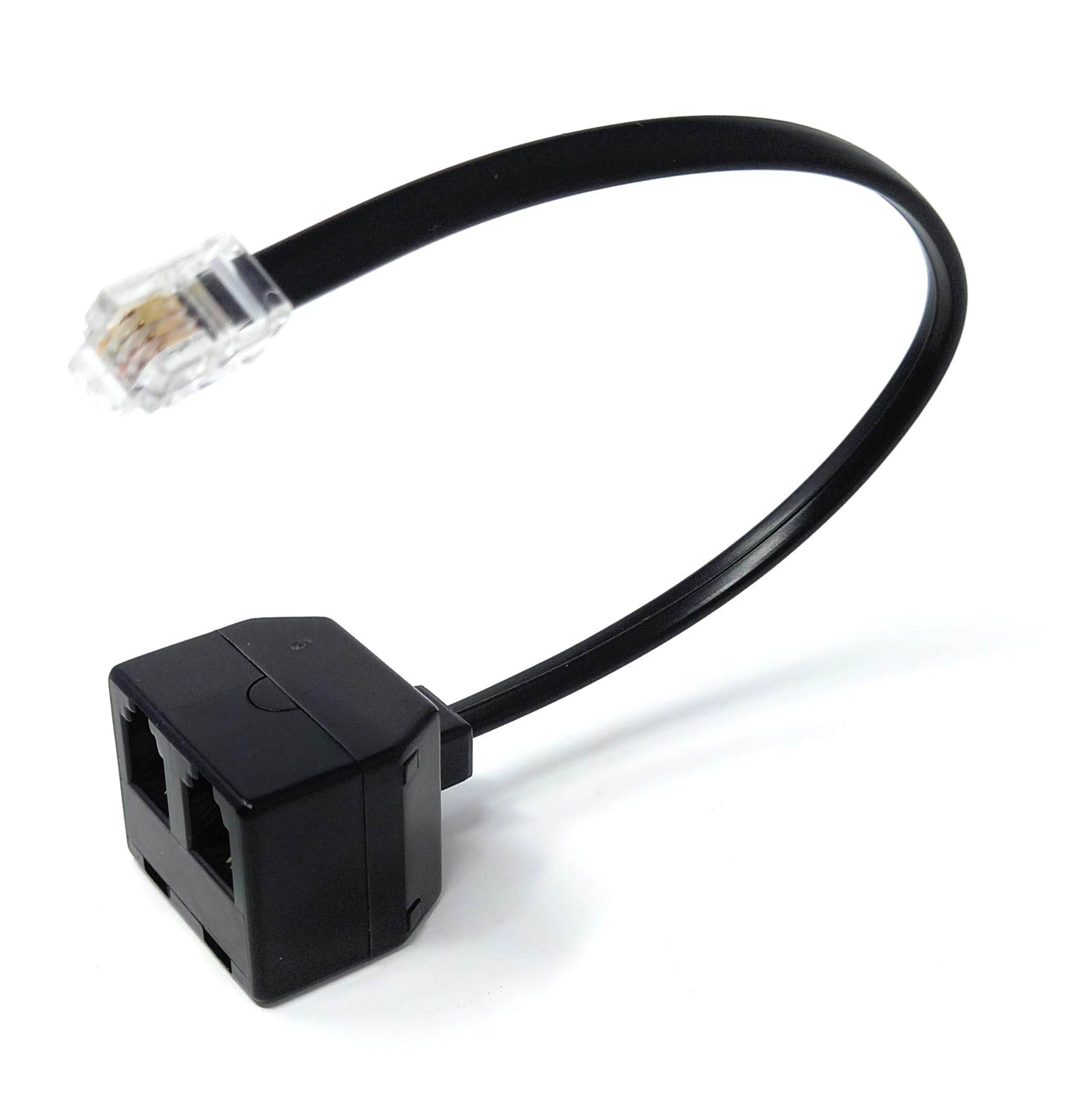 DRUT Twin RJ10 Sockets Headset Adapter 4P4C 2 Handsets to 1 Receiver, Allowing a Two Users Listen and Talk at the Same Time
