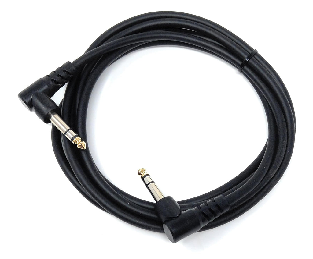 6.35mm 1/4" TRS Stereo Jack to Jack Plug, Dual Right Angle Patch Cable Lead for Headphones Amplifiers, Music Instruments, Live Events, DJ