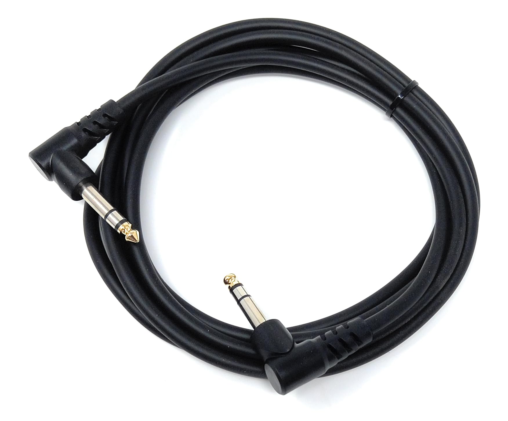 6.35mm 1/4" TRS Stereo Jack to Jack Plug, Dual Right Angle Patch Cable Lead for Headphones Amplifiers, Music Instruments, Live Events, DJ